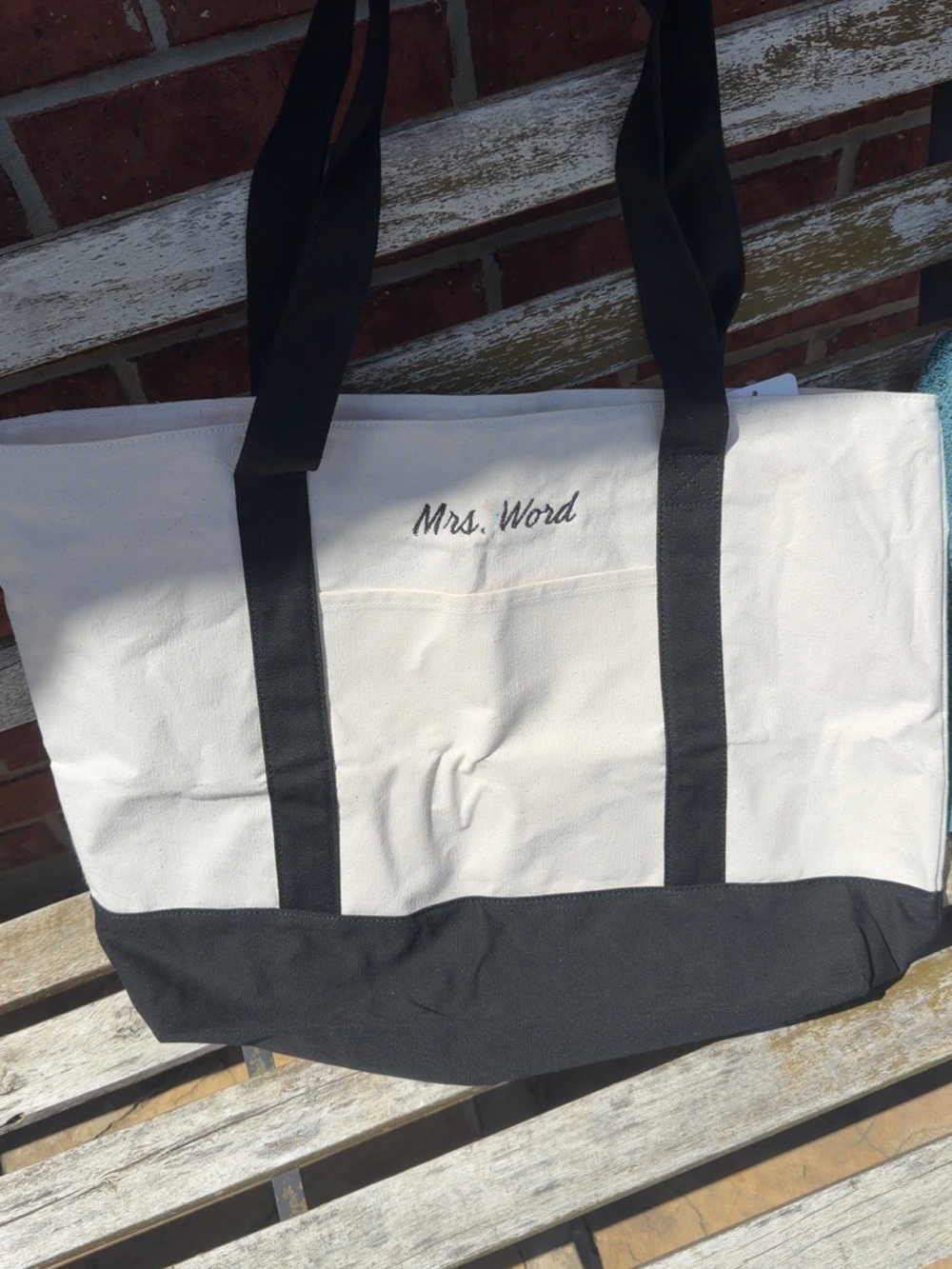 Personalized Canvas Tote Bag - White and Black